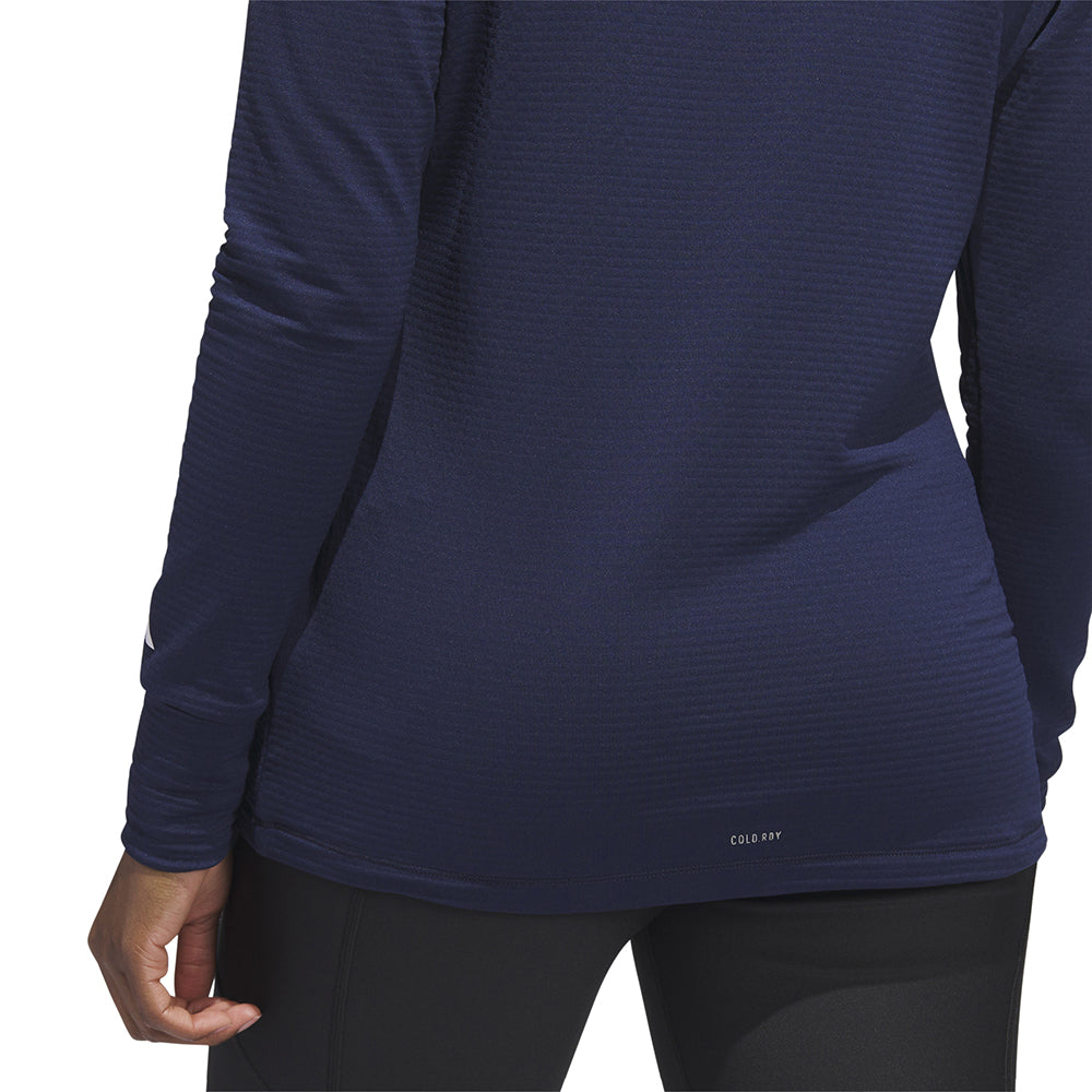 adidas Ladies Long Sleeve Golf Top with Mock Neck in Collegiate Navy