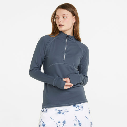 Puma Ladies Mid-Layer Zip Neck Top in Evening Sky