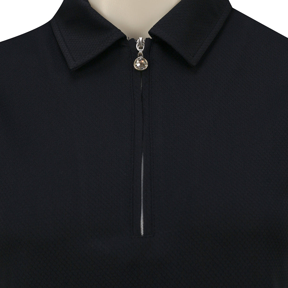 Daily Sports Ladies Cap Sleeve Polo with Zip-Neck in Dark Navy Blue