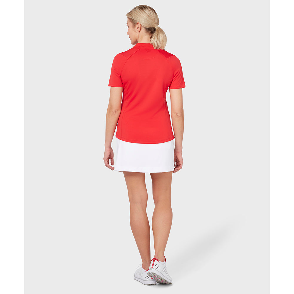 Callaway Ladies Short Sleeve Swing Tech Golf Polo with Opti-Dri in True Red