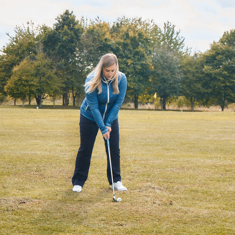 Pure Golf Ladies Mid-Layer Full Zip Golf Jacket in Petrol Blue