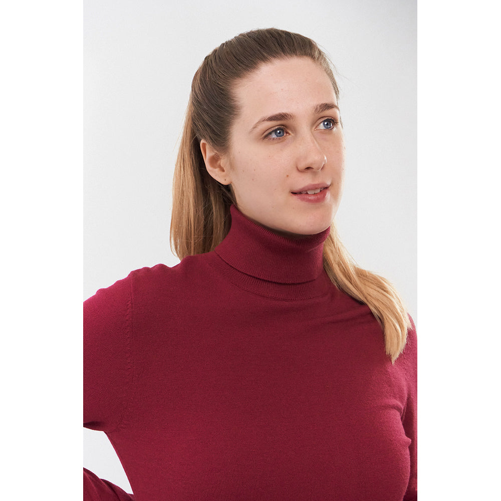 Pure Golf Ladies Classic Roll Neck in Garnet Berry - Last One XL Only Left
