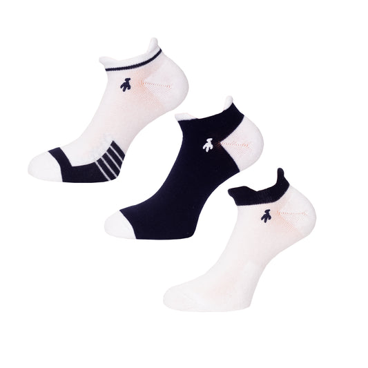 Green Lamb Ladies 3 Pair Pack of Socks in Navy and White