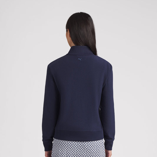 Puma Ladies Waffle Style 1/4 Zip in Navy - Enjoy Cosy Comfort for Cooler Days