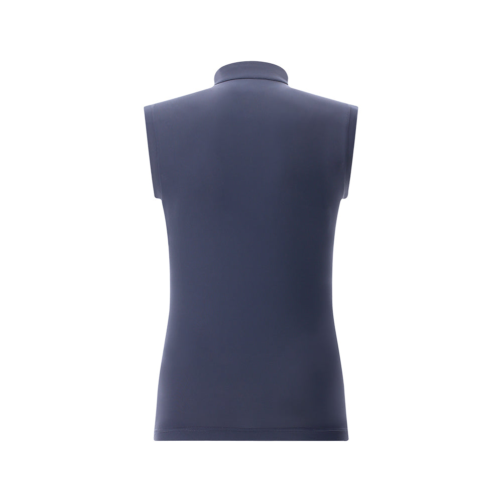 Chervo Ladies Zip-Neck Sleeveless Polo in Blue