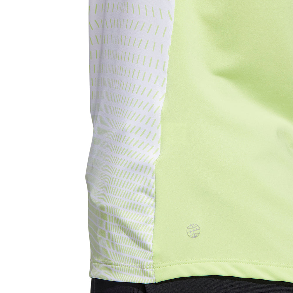 adidas Ladies Printed Front Sleeveless Polo in Pulse Lime & White
