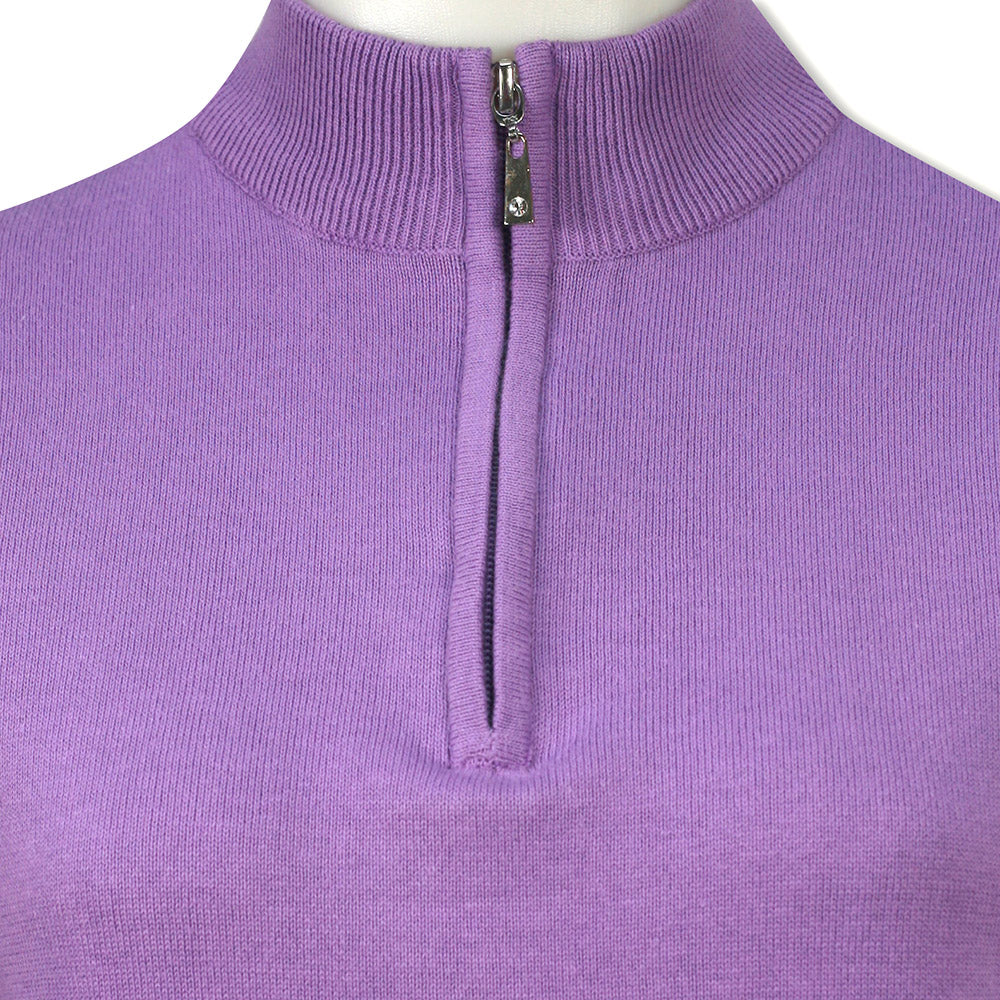 Glenmuir Ladies 100% Cotton Half-Zip Sweater - Last One Small Only Left