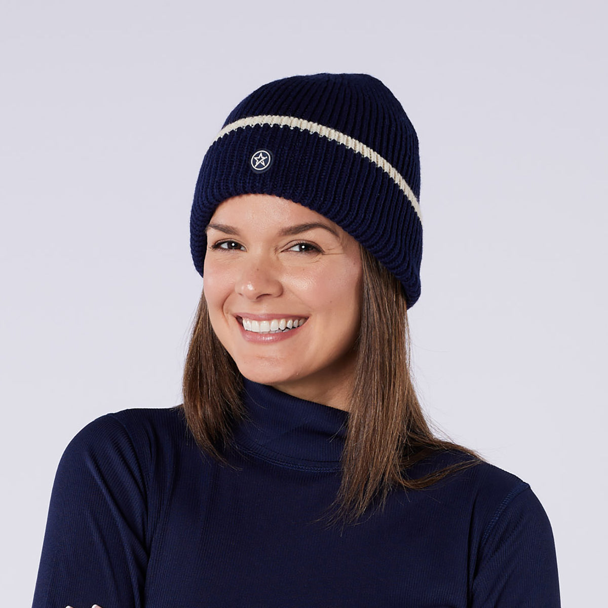 Swing Out Sister Fully Fleece Lined Beanie Hat in Navy