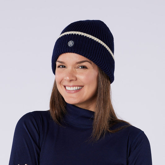 Swing Out Sister Fully Fleece Lined Beanie Hat in Navy