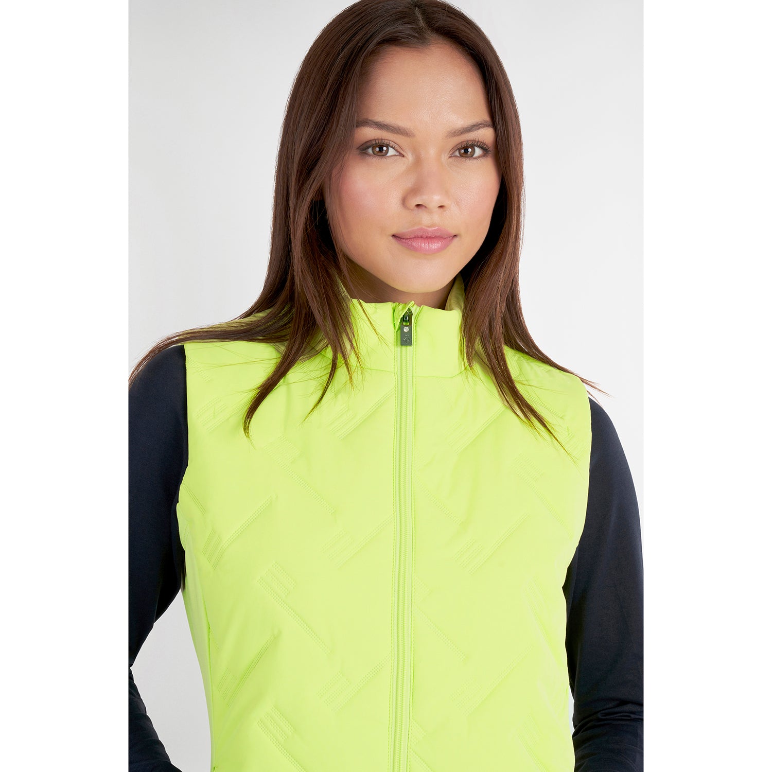 Green Lamb Ladies Padded Golf Gilet with Debossed Linear Pattern