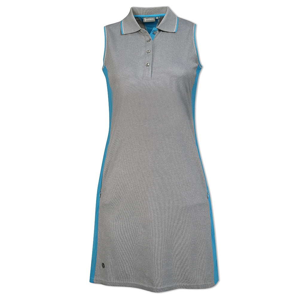 Glenmuir Ladies Sleeveless Dress with UPF50+ in Light Grey Marl & Cobalt