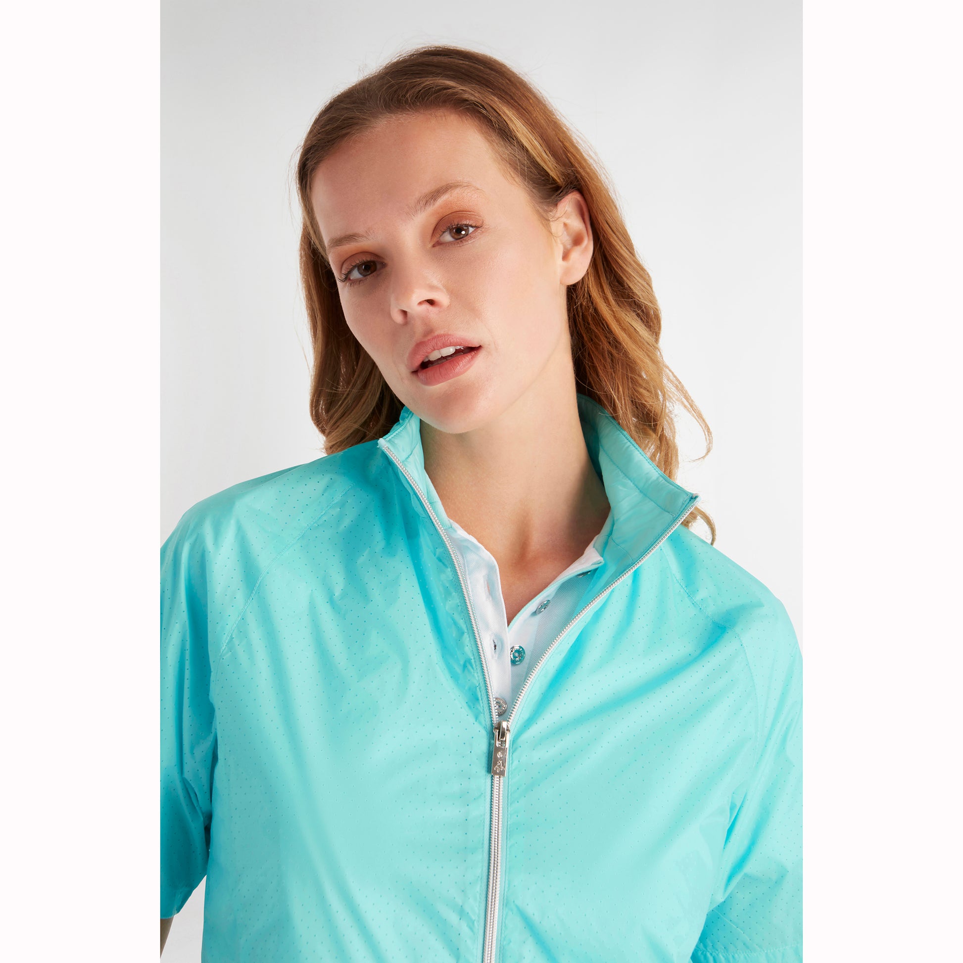 Green Lamb Women's Half-Sleeve Ultra-lightweight Windbreaker in Aqua