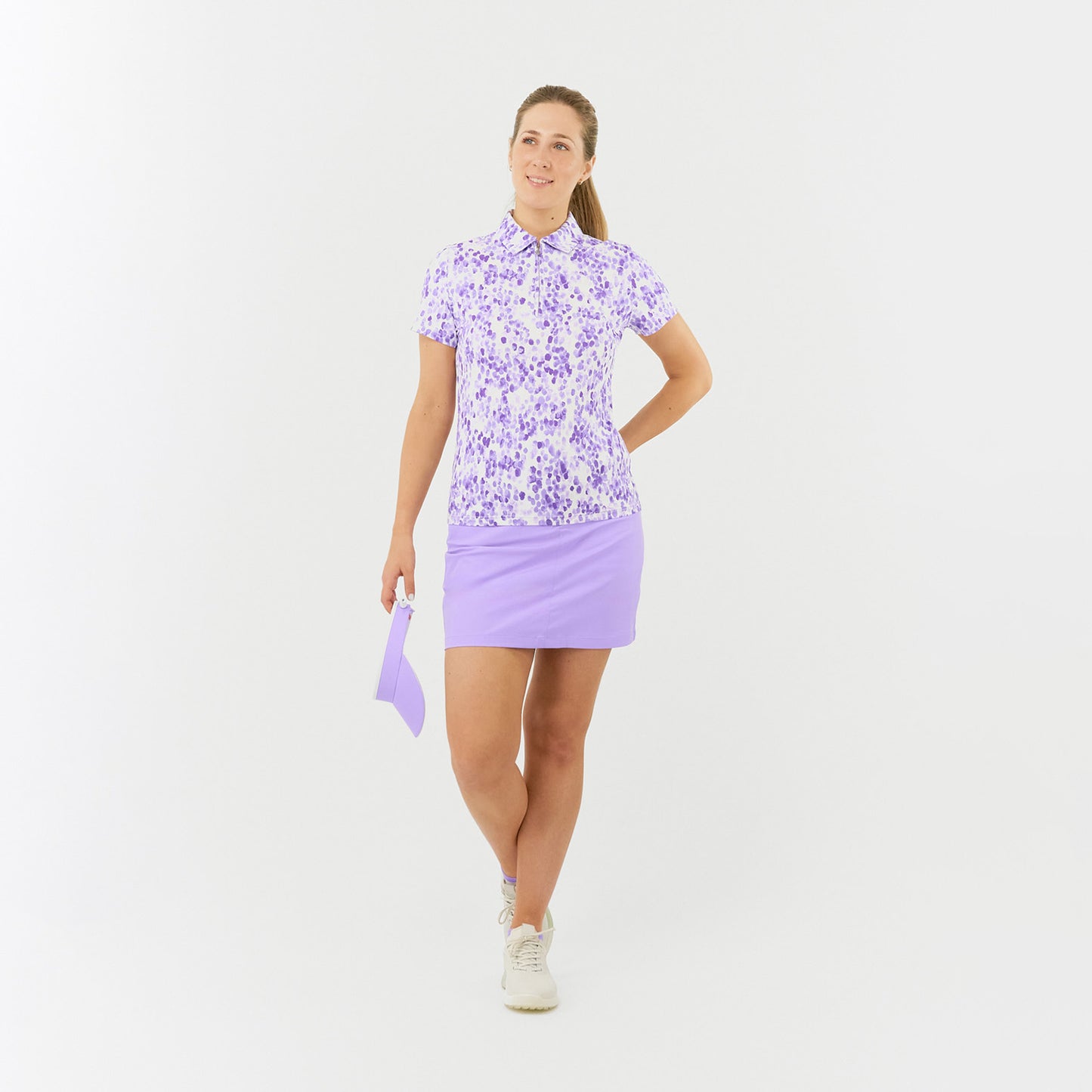 Pure Golf Ladies Short Sleeve Polo in Dapple Effect Print