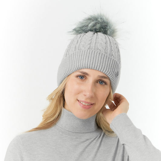 Pure Golf Ladies Lined Waterproof Bobble Hat with Cable Knit Design