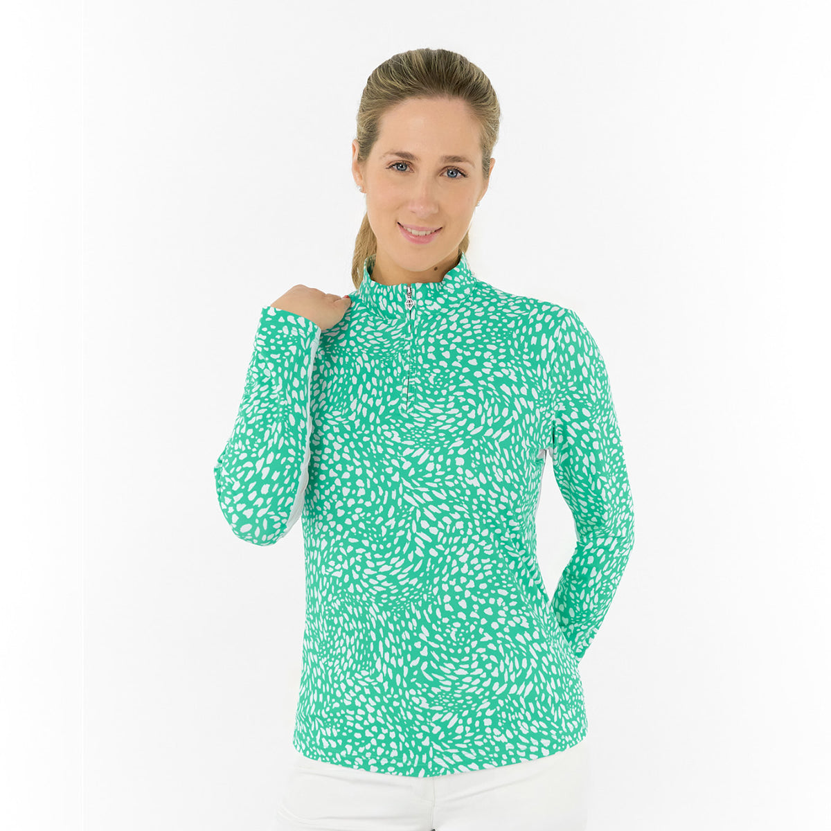 Pure Ladies Long Sleeve Golf Top with Mesh Panels for Breathable Comfort & Sleek Style