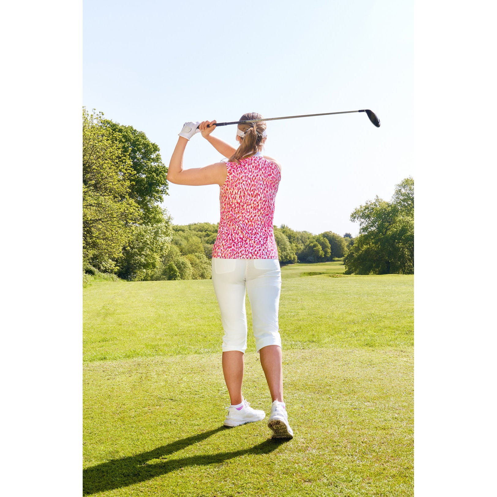 Pure Petal Polka Sleeveless Polo with Sweetheart Collar