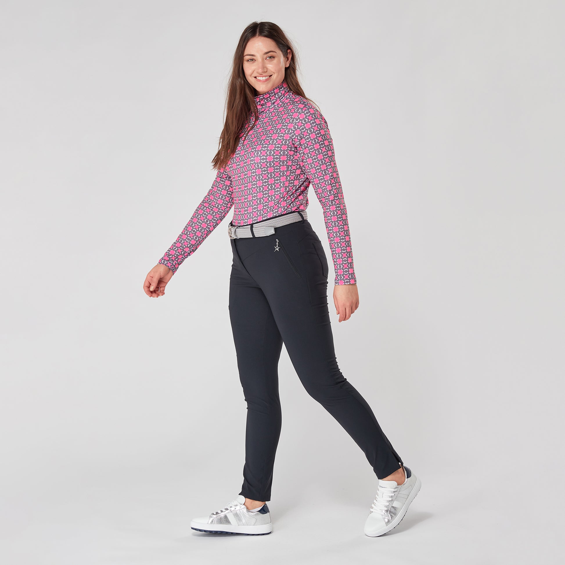 Swing Out Sister Ladies Soft-Stretch Printed Roll Neck