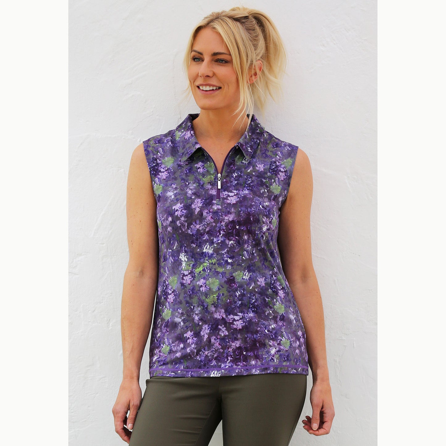 FAMARA Ladies Sleeveless Shirt In Abstract Flower Print