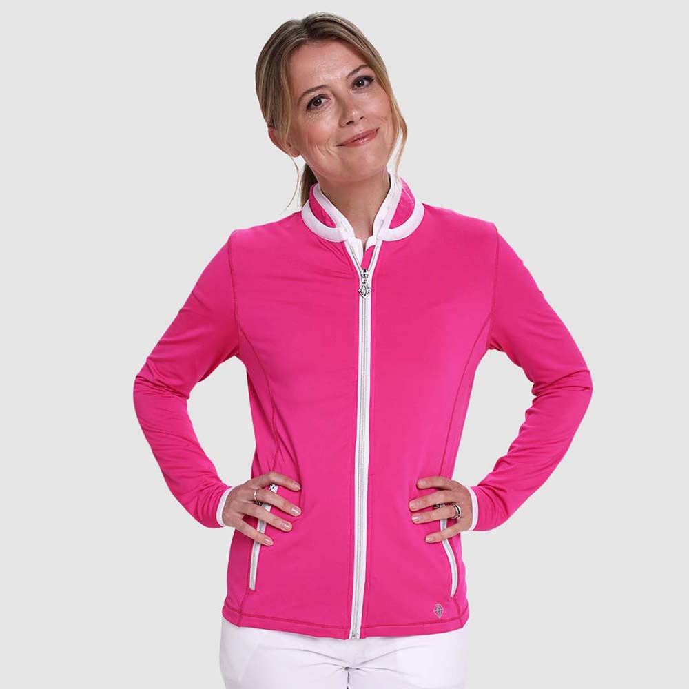 Pure Golf Ladies Mid-Layer Stretch Jacket in Hot Pink