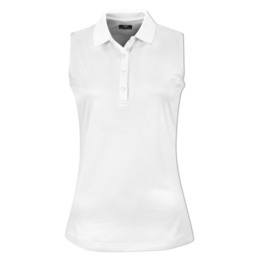 Callaway Ladies Essential Sleeveless Opti-Dri Polo in Bright White