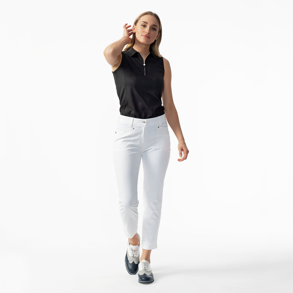 Daily Sports Ladies Sleeveless Polo with Zip-Neck in Black
