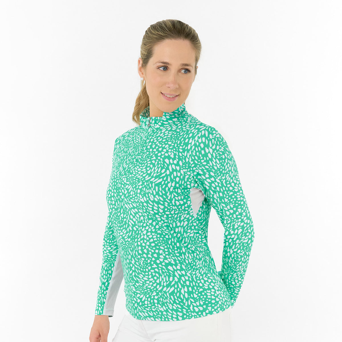 Pure Ladies Long Sleeve Golf Top with Mesh Panels for Breathable Comfort & Sleek Style
