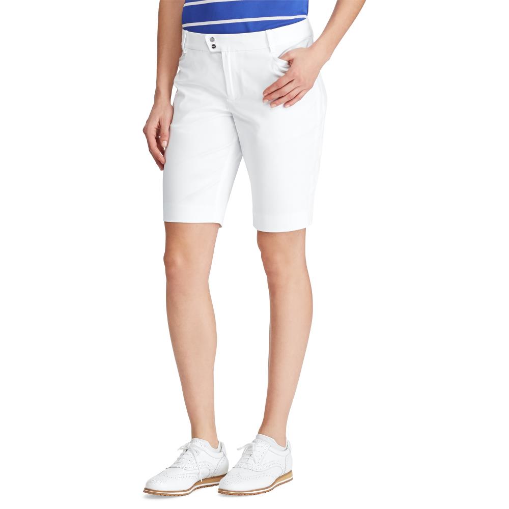 Ralph Lauren Ladies Stretch Satin Bermuda Short in Pure White - Last Pair Size 8 Only Left