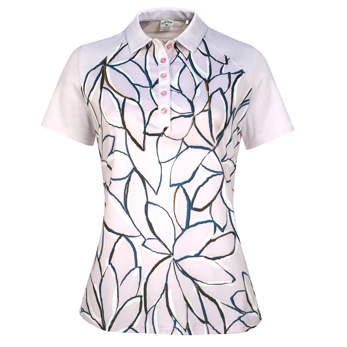Callaway Ladies Short Sleeve Polo Shirt with Floral Pattern in Pink Nectar