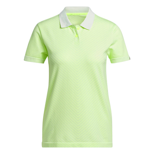 adidas Ladies PrimeKnit Polo with Continuous Chevron Design  in Crystal Jade