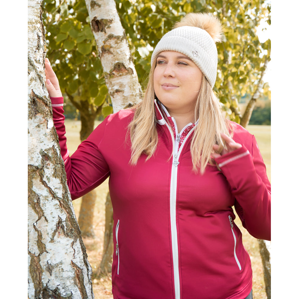 Pure Golf Ladies Mid-Layer Full Zip Jacket in Garnet Berry