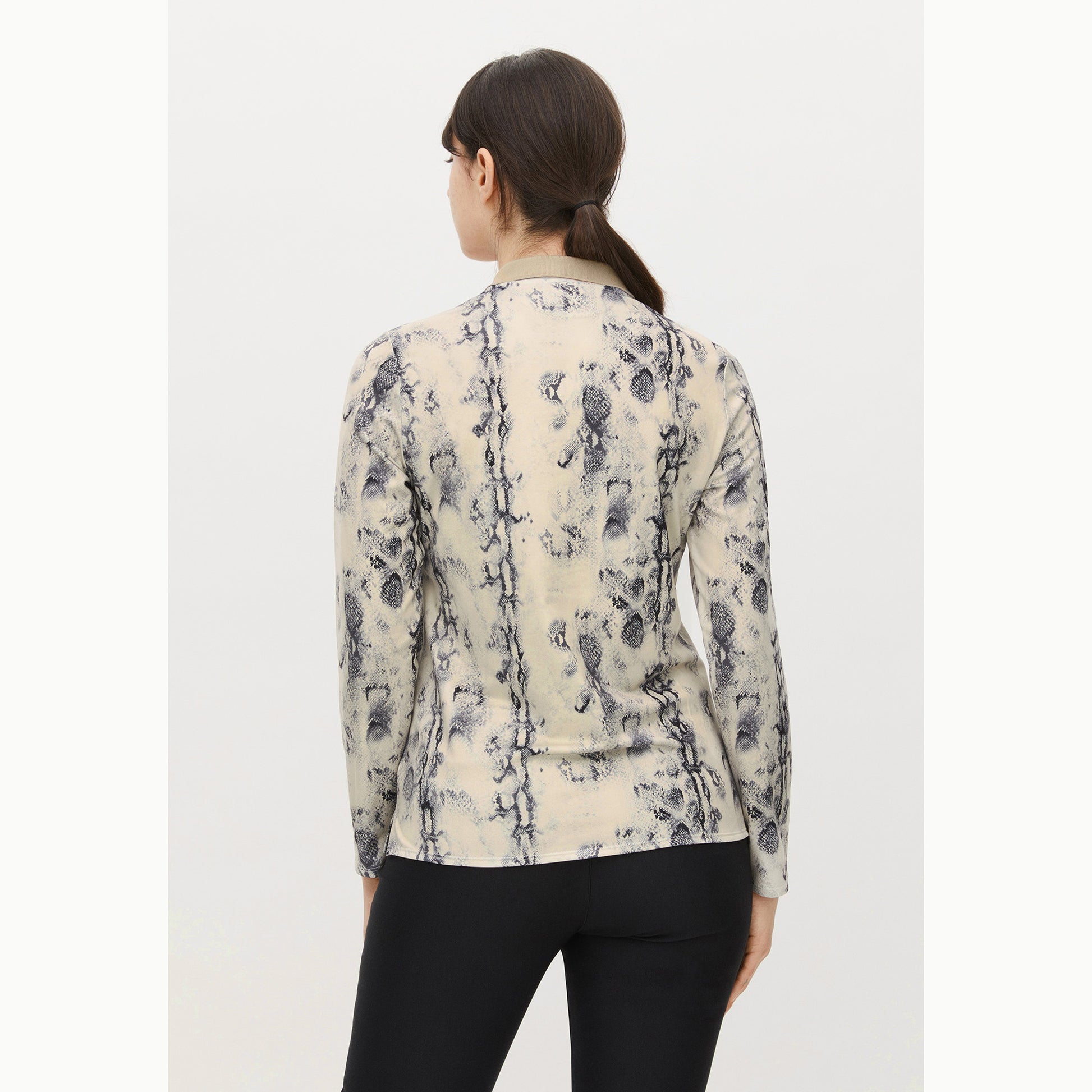 Rohnisch Ladies Long Sleeve Snakeskin Print Polo - Last One Small Only Left