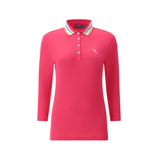 Chervo Ladies Pique Knit 3/4 Sleeve Polo in Clematis