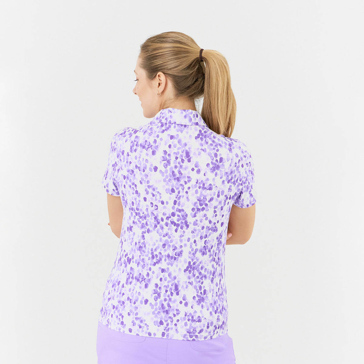 Pure Golf Ladies Short Sleeve Polo in Dapple Effect Print