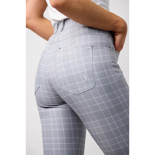 Glenmuir Ladies Houndstooth Plaid Pedal Pushers - Tailored Stretch Fit with DiamantΓ© Detailing