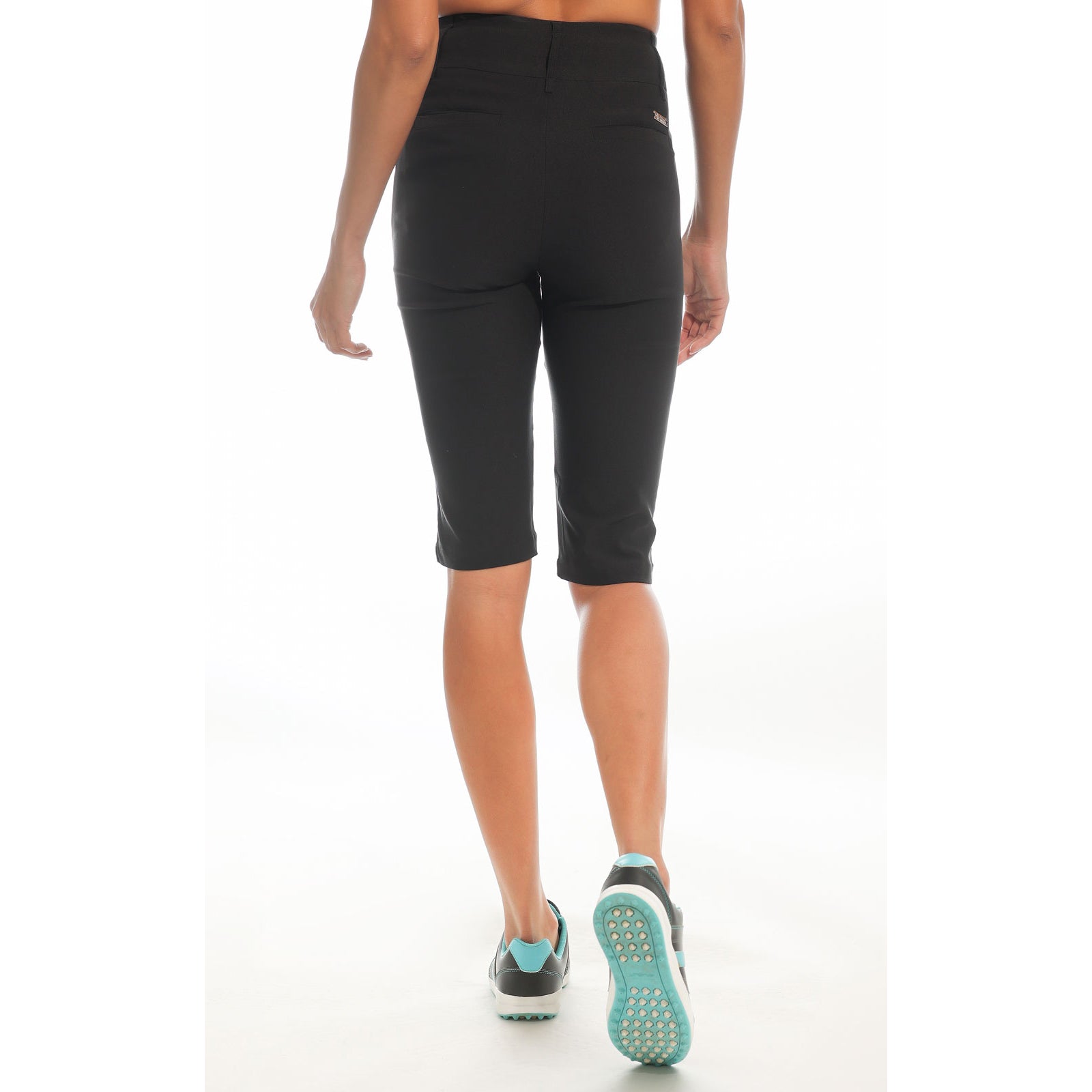 Island Green Ladies 4-way Stretch Bermuda Pull-on Shorts in Black