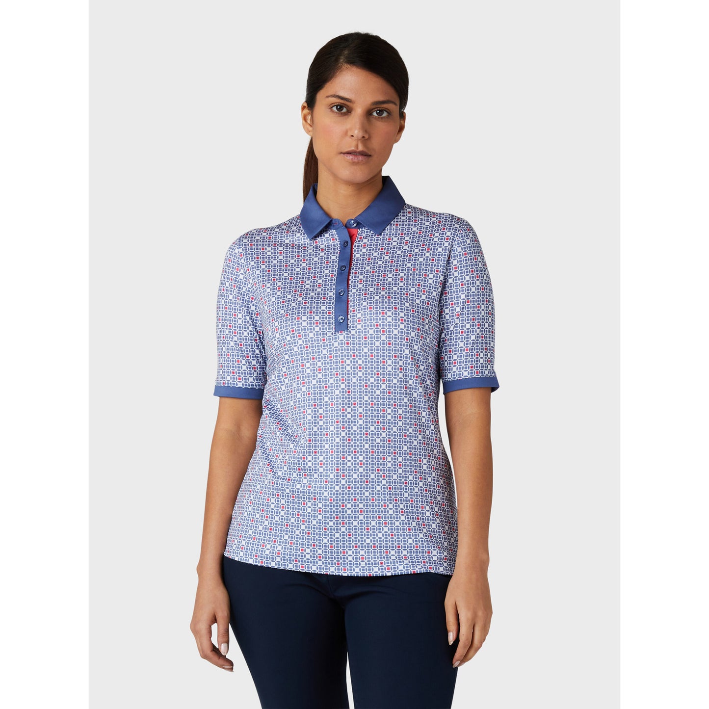 Callaway Ladies Short Sleeve Polo Shirt with Mesh Insert Detail in Coastal Fjord
