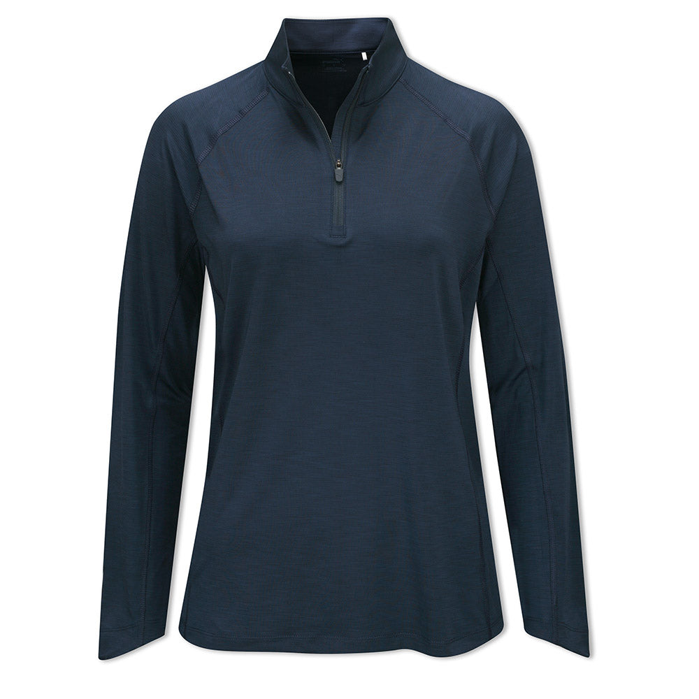 Puma Ladies 1/4 Zip YOU-V Long Sleeve Top with UPF 50+ in Navy Blazer Heather