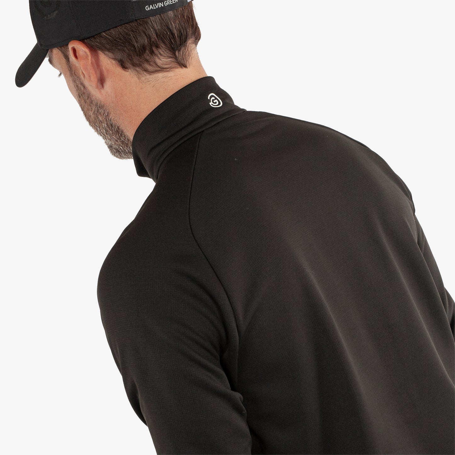 Galvin Green Mens Black Zip-Neck Golf Top