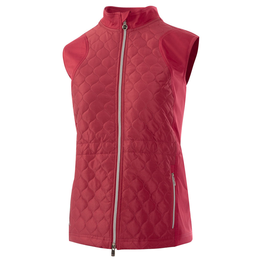 Island Green Ladies Padded Gilet in Dark Pink/Grey