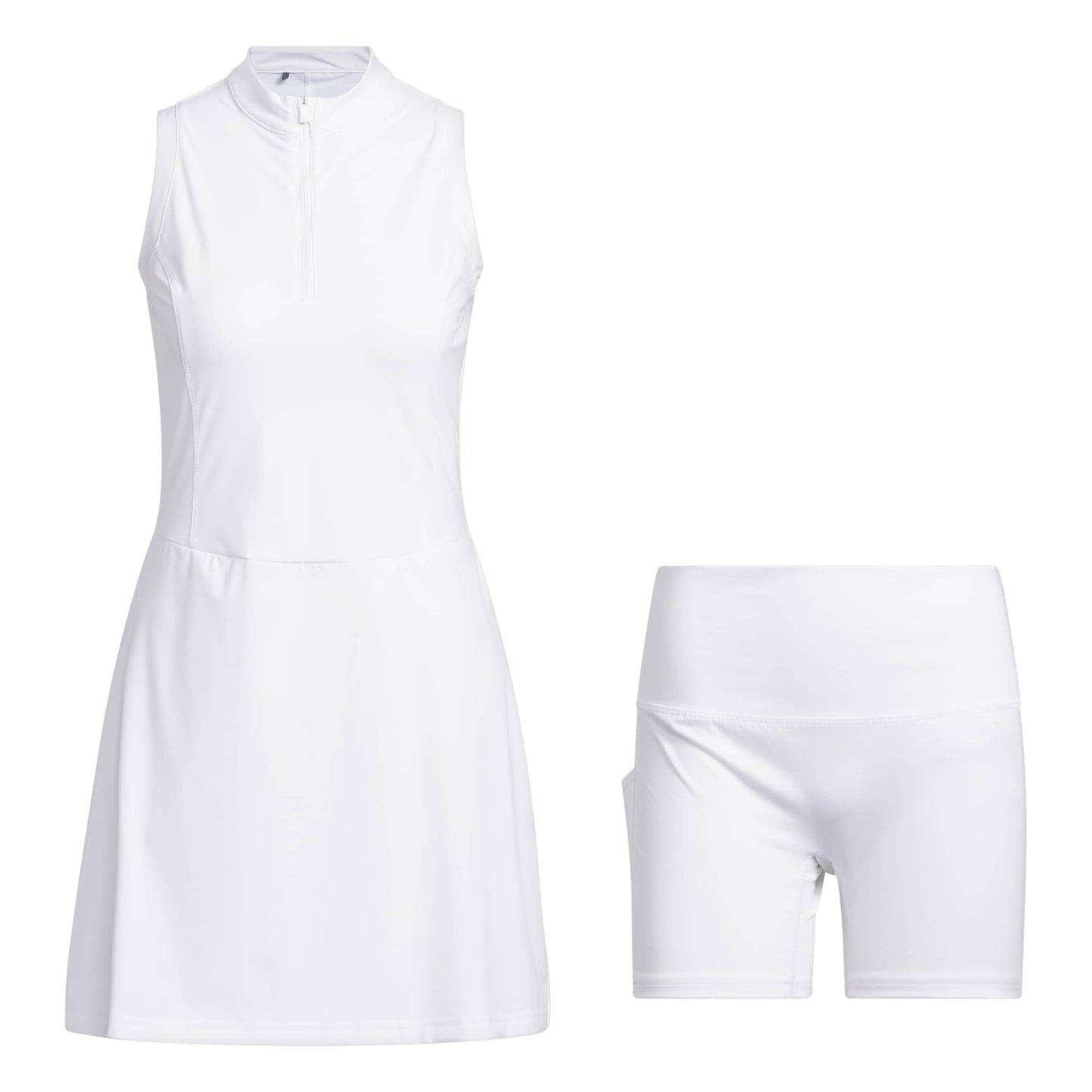 adidas Golf Ladies Sleeveless Dress with Decorative Rear Pleats for Lightweight Stretch Comfort & Standout Style