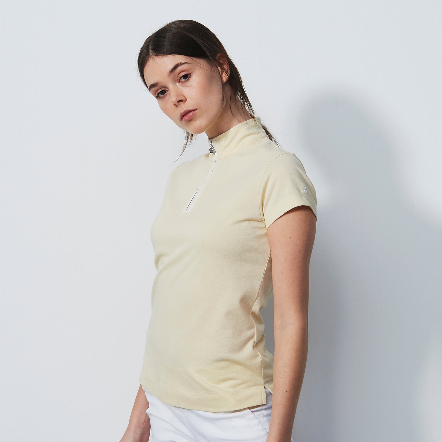 Daily Sport Ladies Zip-Neck Cap Sleeve Polo in Macaron