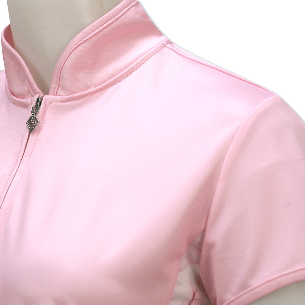 Pure Golf Ladies Pink & Blossom Print Cap Sleeve Polo Shirt