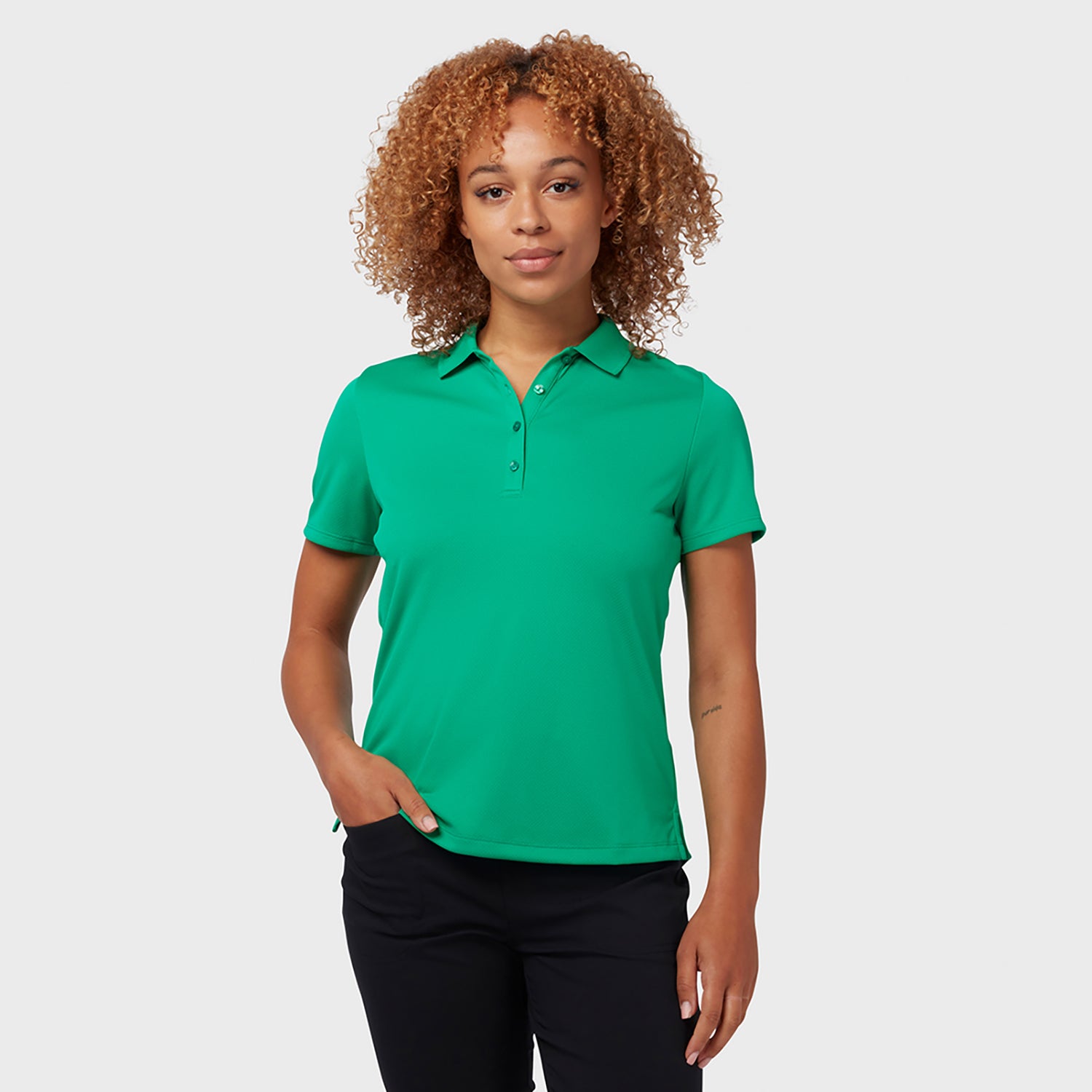 Callaway Ladies Short Sleeve Swing Tech Polo with Opti-Dri in Golf Green