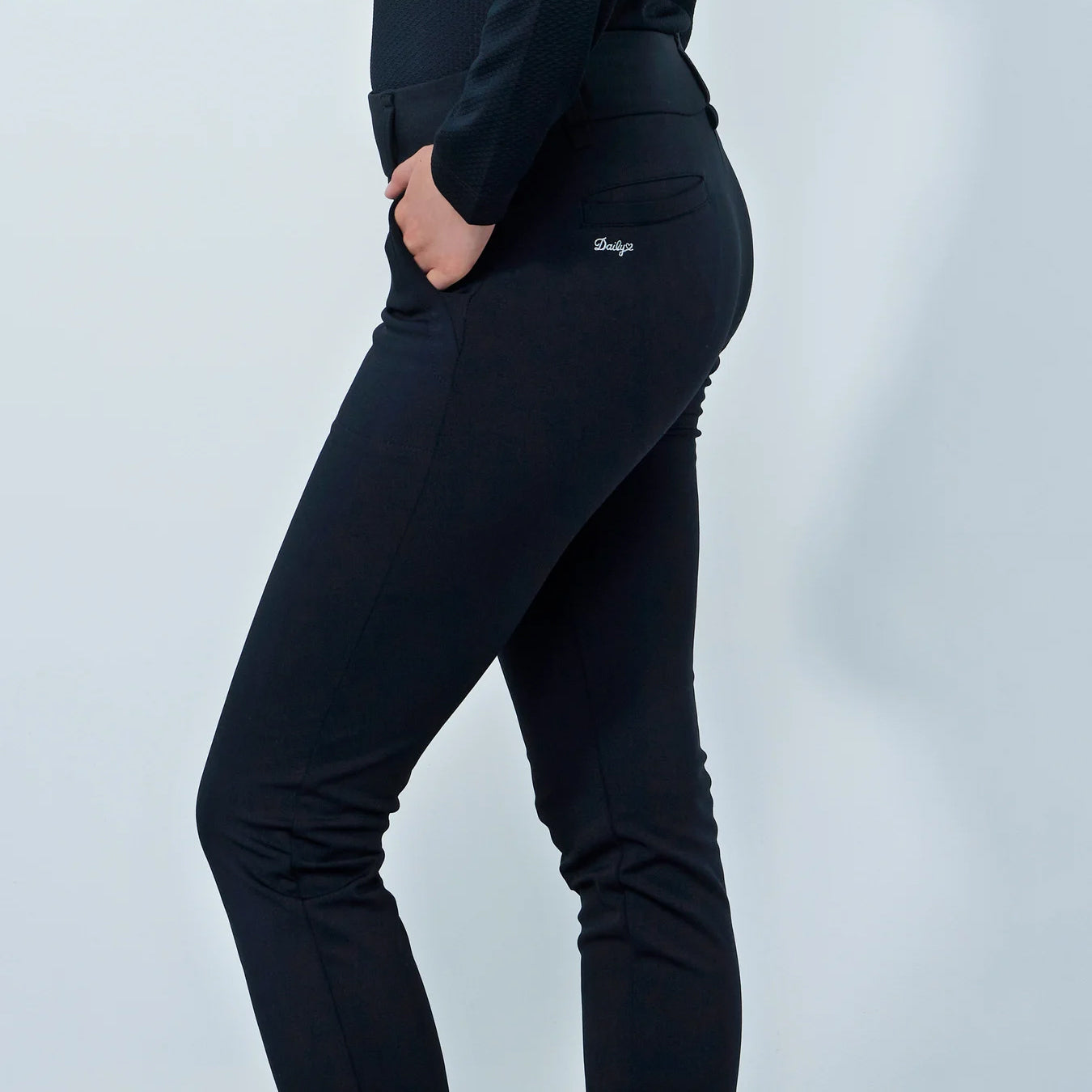 Daily Sports Ladies Black Pull-On Trousers with Brushed Inner