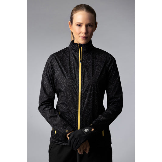 Sunderland Ladies WhisperDry Tech-Lite Waterproof Jacket in Black Cheetah/Gold