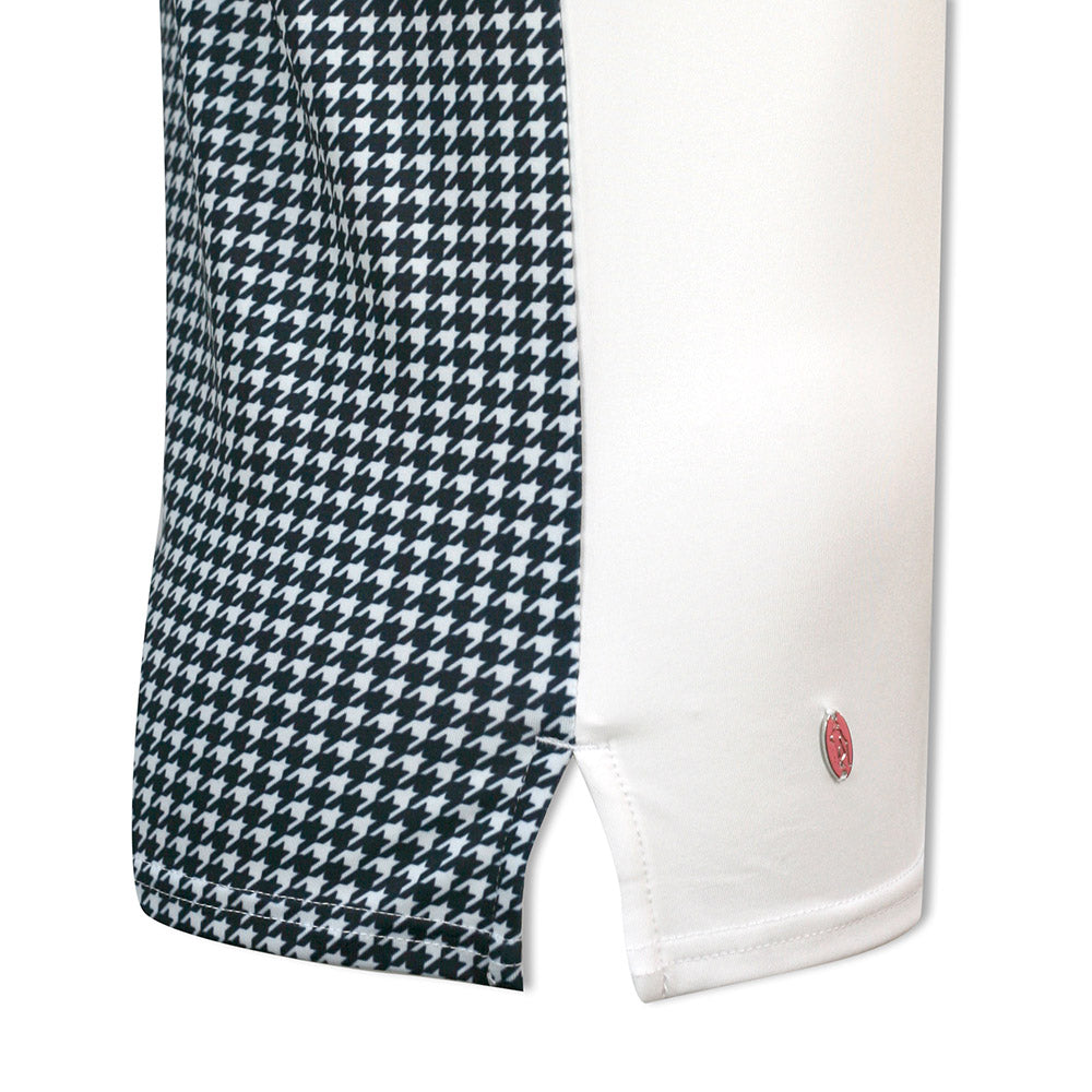 Glenmuir Ladies Sleeveless Polo in White & Navy Houndstooth with UPF50