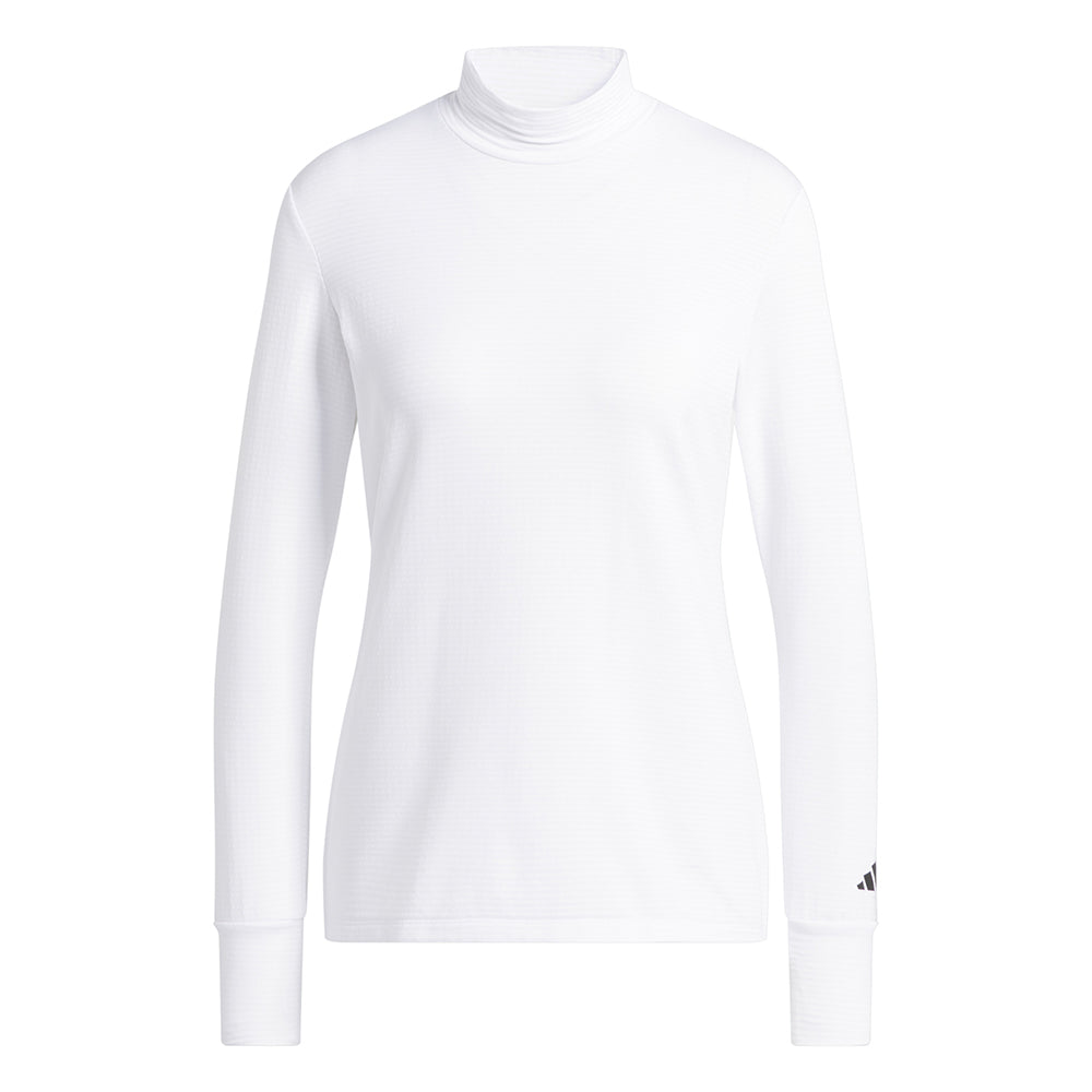 adidas Ladies Long Sleeve Golf Top with Mock Neck in White