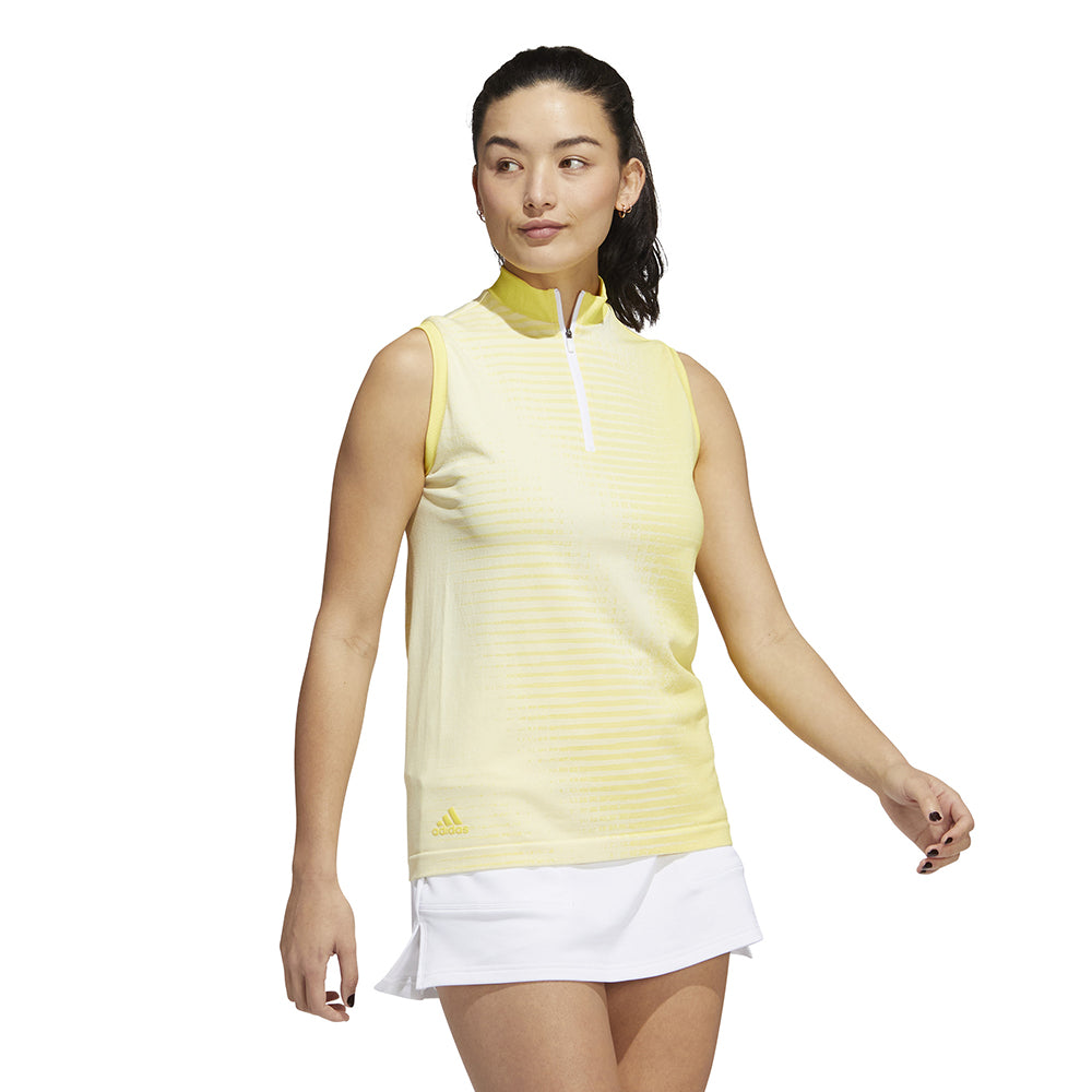 adidas Ladies PrimeKnit Sleeveless Polo in Impact Yellow