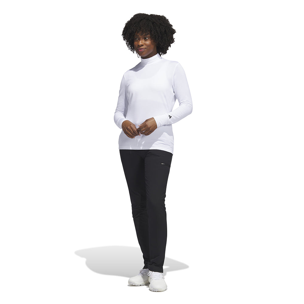 adidas Ladies Long Sleeve Golf Top with Mock Neck in White