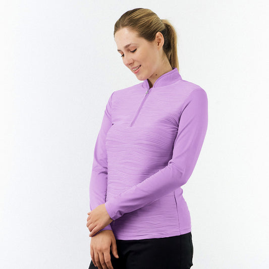 Pure Ladies Textured Long Sleeve Top in Lilac